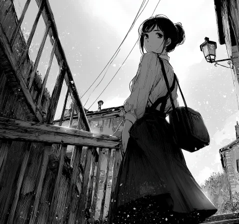 漫画阅读场景：读者在书架前浏览漫画封面